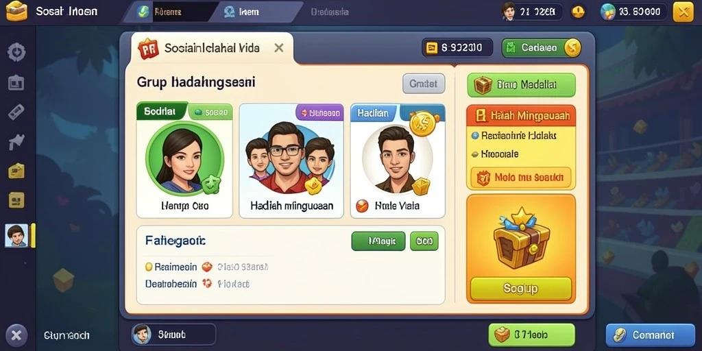 Screenshot menampilkan karakter utama dalam suasana ceria.